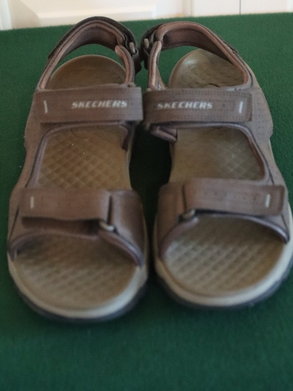 Skechers Tresmen-Garo Relaxed Fit Luxe Foam sandals Brown/Grey/Black Sz 10 Men's